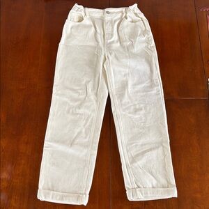 Women's Lancy Straight Leg Cuffed Jeans - Cream. Sz 26‎
